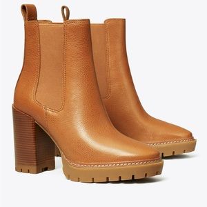 Tory Burch Carson Lug Leather Ankle Boots 8